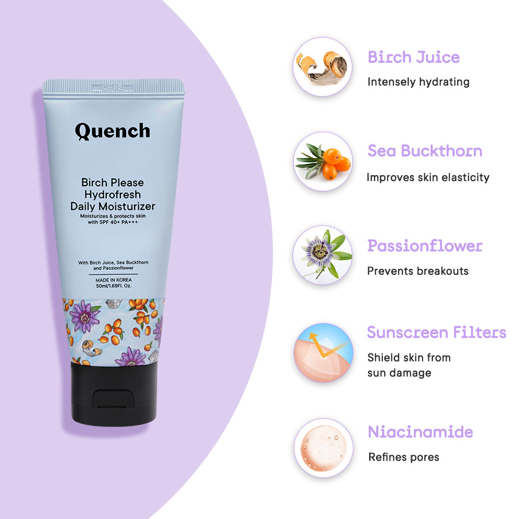 Quench Botanics Birch Please Hydro Fresh Daily Moisturizer With SPF 40+ PA++ - Korean Skincare
