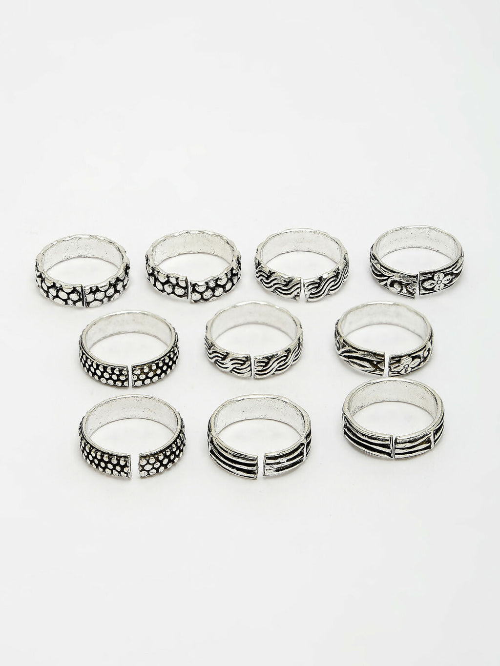 NVR Women's Set of 5 Silver-Plated German Silver Toe Ring