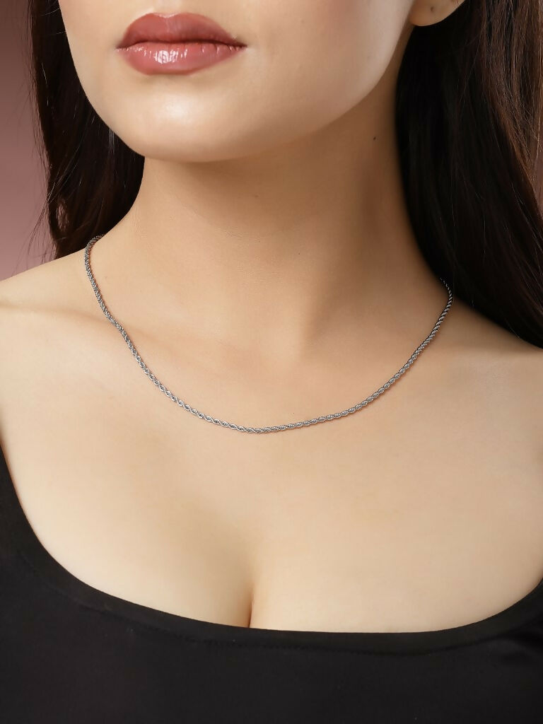 NVR Women's Silver-Toned German Silver Oxidised Chain