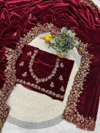 Joban Fashion Maroon 9000 Velvet Party Wear Sarees - Distacart