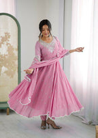 Teeya Creation Baby Pink Color Faux georgette Embroidery Work Wedding Wear Gown - Distacart