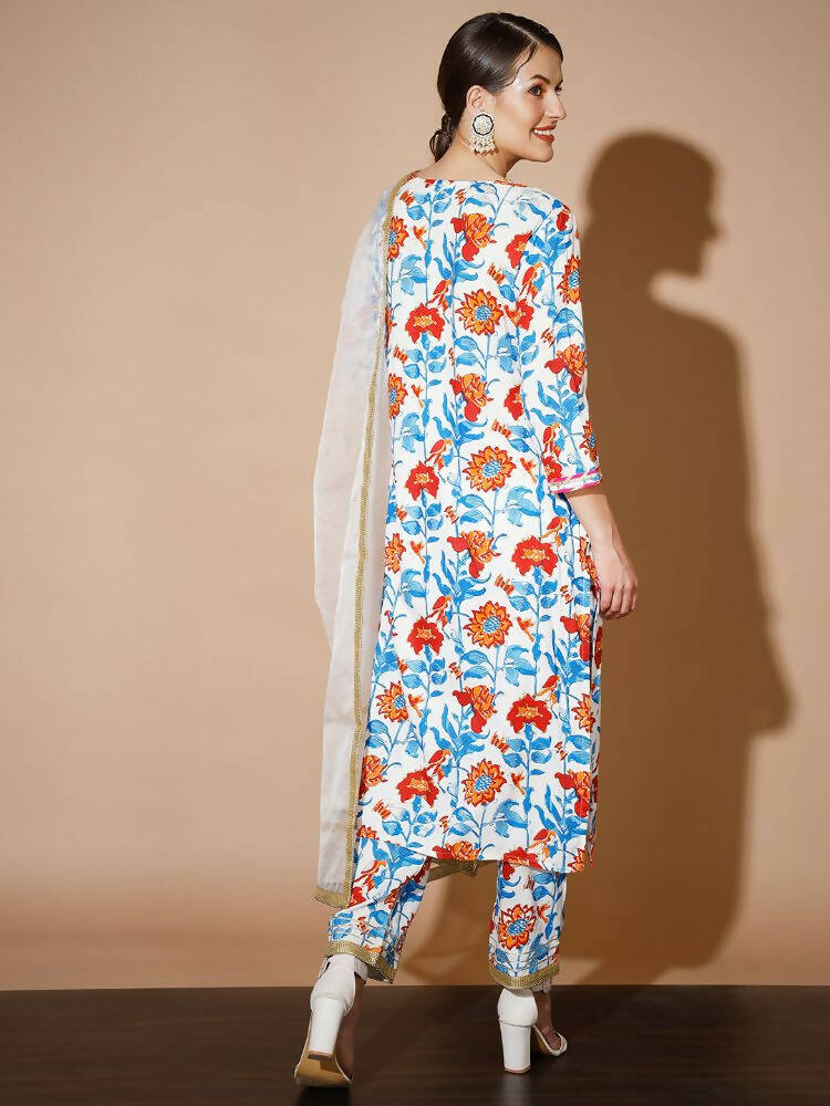 Myshka Women Multi Solid Kurta & Trousers With Dupatta - Distacart