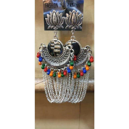 MS Fashion India Lotus Design Half Moon Style Party Wear Earrings