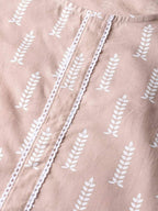 Yufta Women Mauve & White Printed Kurta with Palazzo & Dupatta