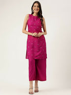 Joban Fashion Pink Rayon and Embroidered Work Straight Kurta Bottom Set