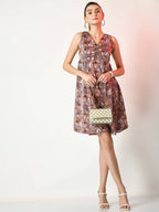 Myshka Women's Multi A-Line Printed Dress - Distacart