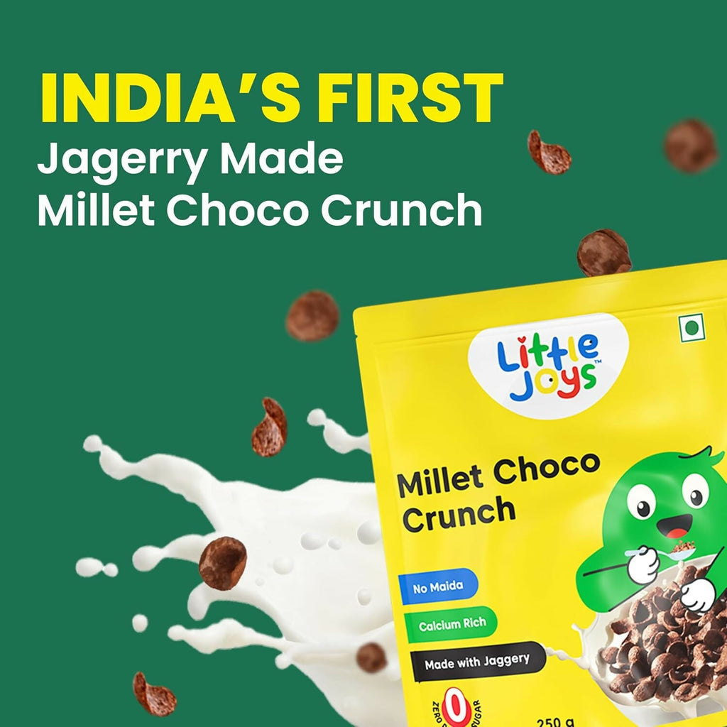 Little Joys Millet Choco Crunch Breakfast Cereal for Kids Made with Ragi, Jowar, Foxtail & Red Rice - Distacart