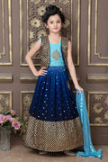 Kids Wedding Designer Blue Georgette Lehenga Choli - Aaradhna
