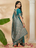 Shree Shyam Fashion Sea Green Silk Blend Saree - Distacart