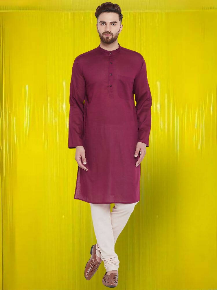 Even Apparels Pure Cotton Maroon Kurta - Maroon