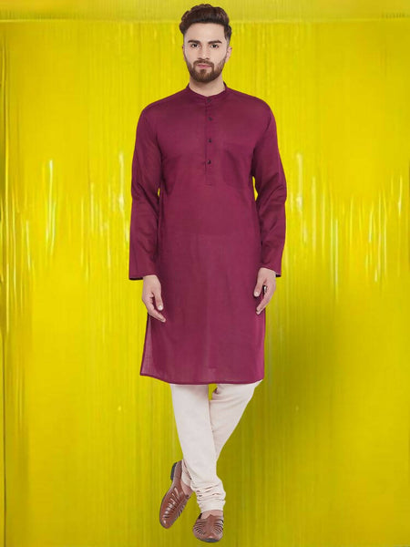 Even Apparels Pure Cotton Maroon Kurta - Maroon