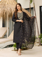 The52 Women Embroidery Work with Viscose Fabric Straight Kurta, Pant and Dupatta Set - Distacart