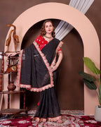 Teeya Creation Black Color Georgette Fabric Chikankari Work Saree - Distacart