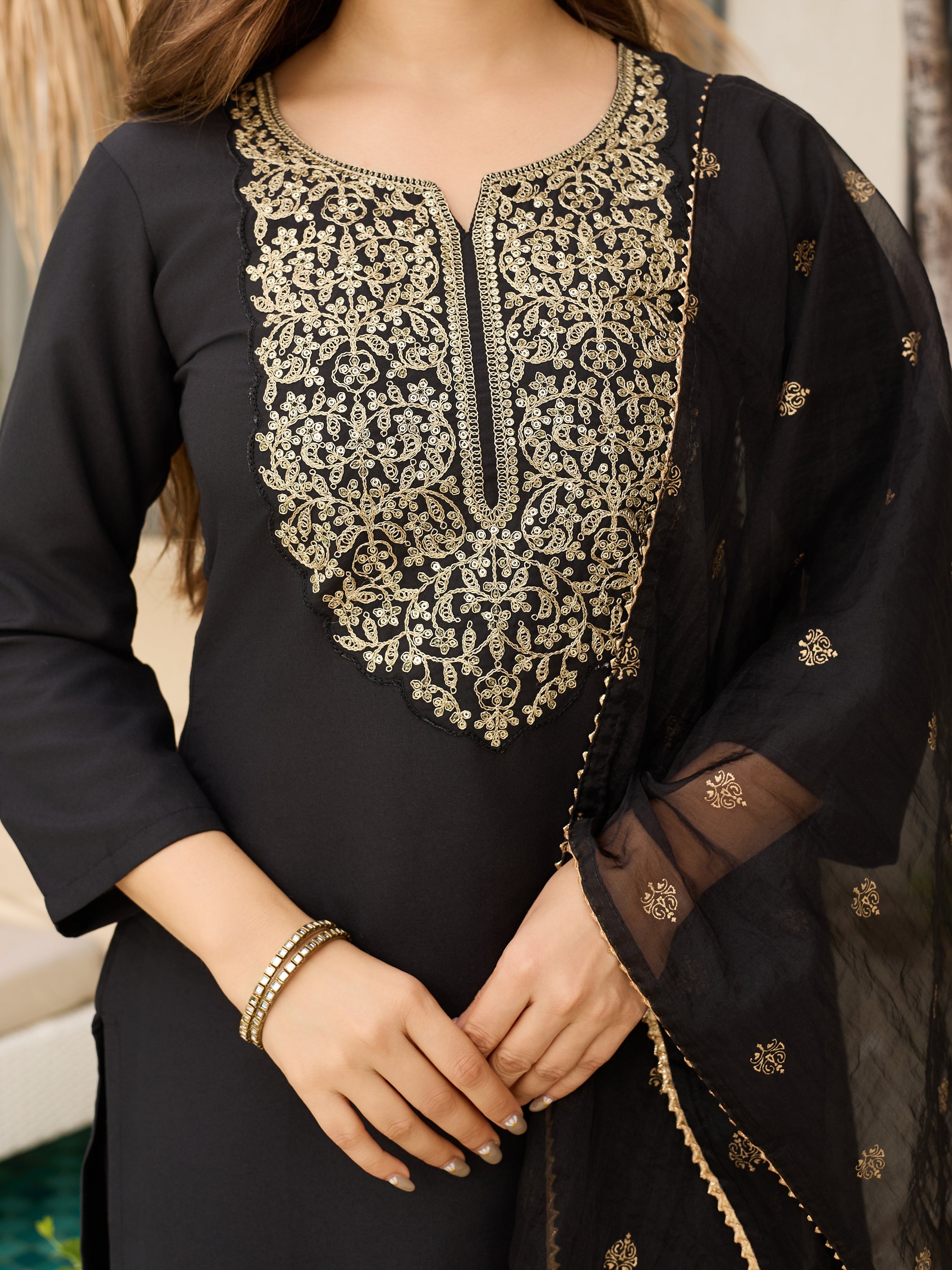 The52 Women Embroidery Work with Viscose Fabric Straight Kurta, Pant and Dupatta Set - Distacart