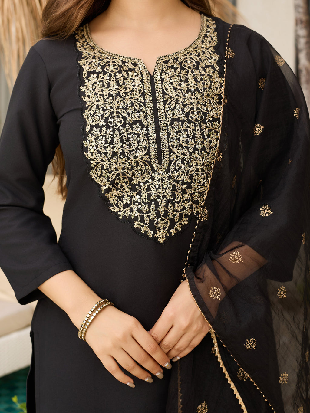The52 Women Embroidery Work with Viscose Fabric Straight Kurta, Pant and Dupatta Set - Distacart