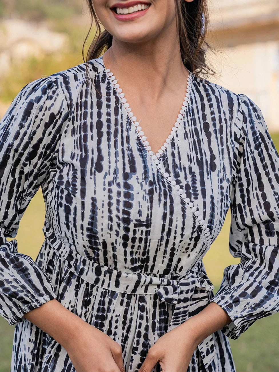 Yufta Black And White Pure Cotton Tie Dye Less Border Tassels Were Dress - Distacart
