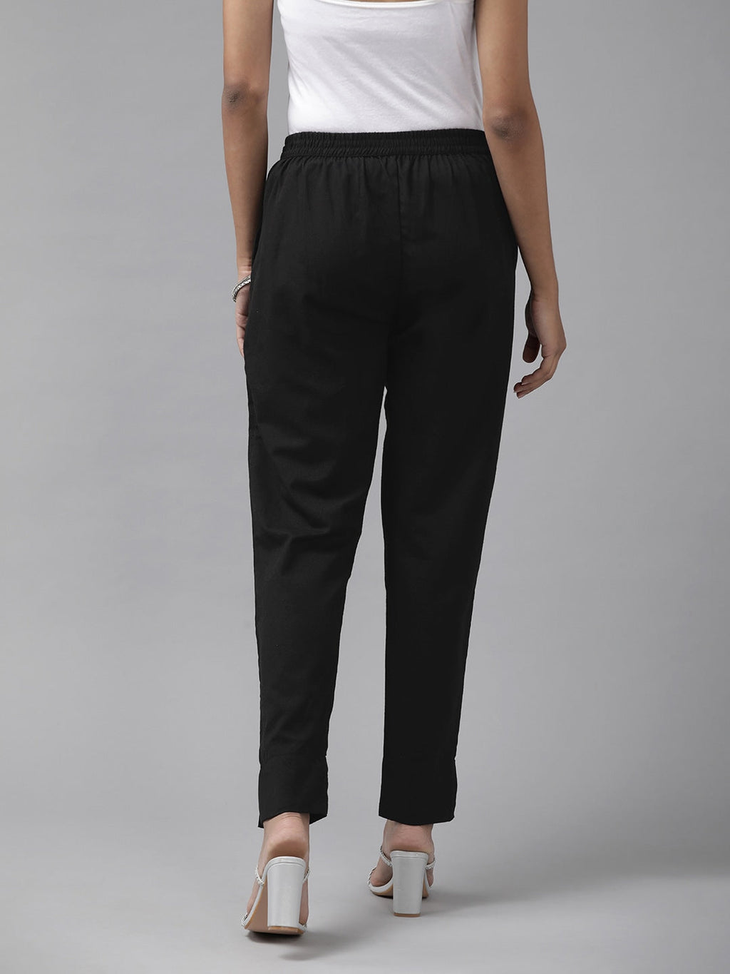 Yufta Black Cotton Fit Trousers
