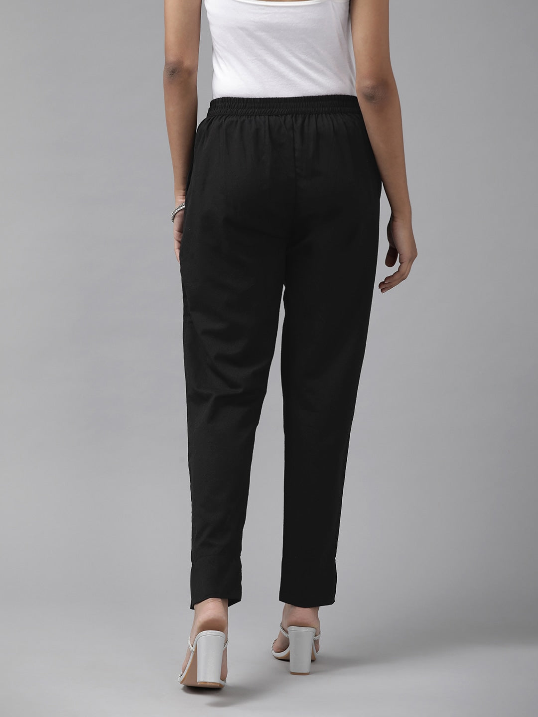 Yufta Black Cotton Fit Trousers