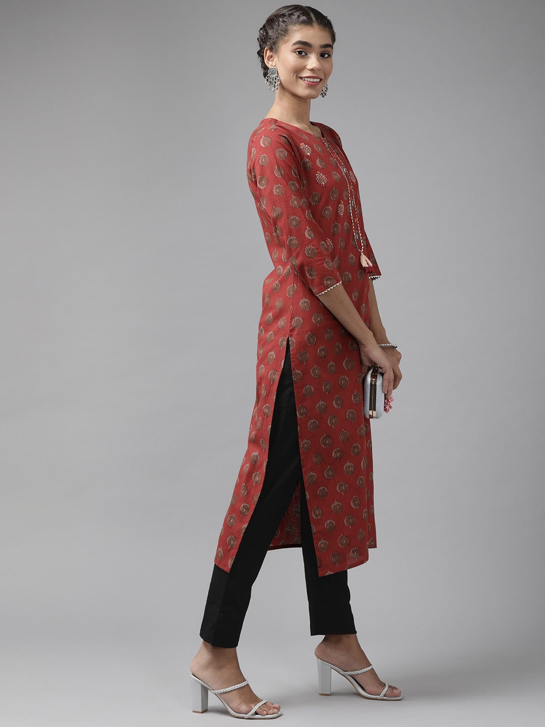 Yufta Black Cotton Fit Trousers
