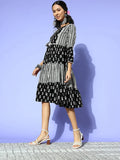 Yufta Black Ethnic Motifs Indie Gal Dress - Distacart