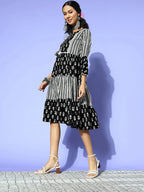 Yufta Black Ethnic Motifs Indie Gal Dress - Distacart