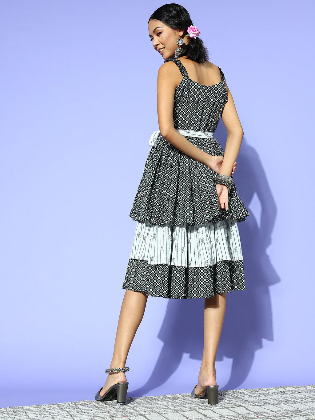 Yufta Black Ethnic Motifs Indie Gal Dress - Distacart