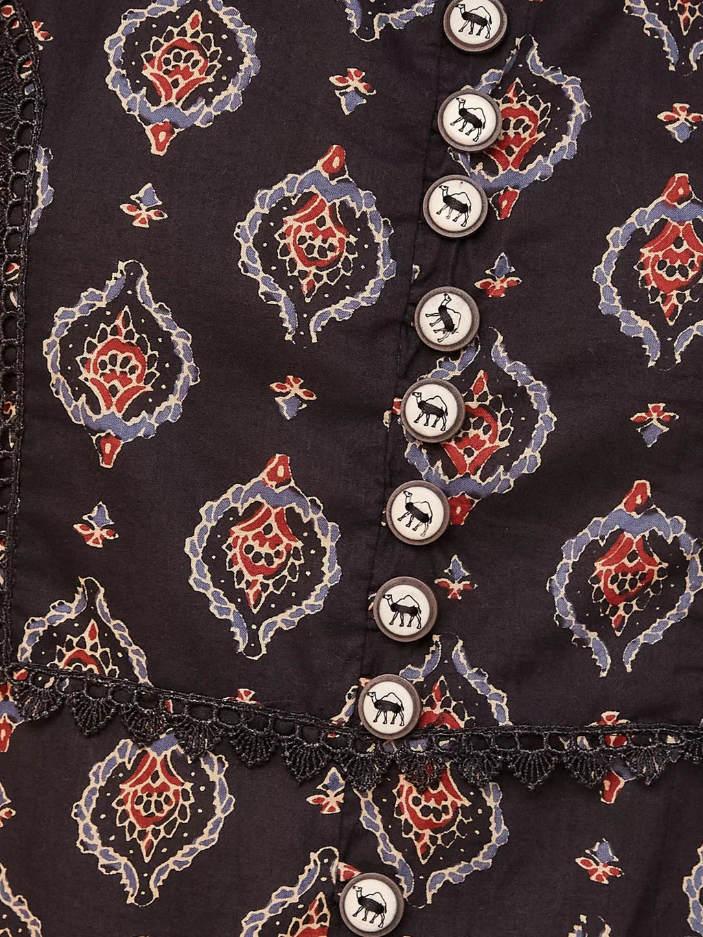 Yufta Black Ethnic Motifs Round Neck Straight Kurta