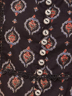 Yufta Black Ethnic Motifs Round Neck Straight Kurta