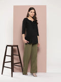 Yufta Black Floral Chikankari Embroidered Pure Cotton Top