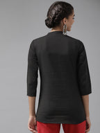 Yufta Black Floral Embroidered Top