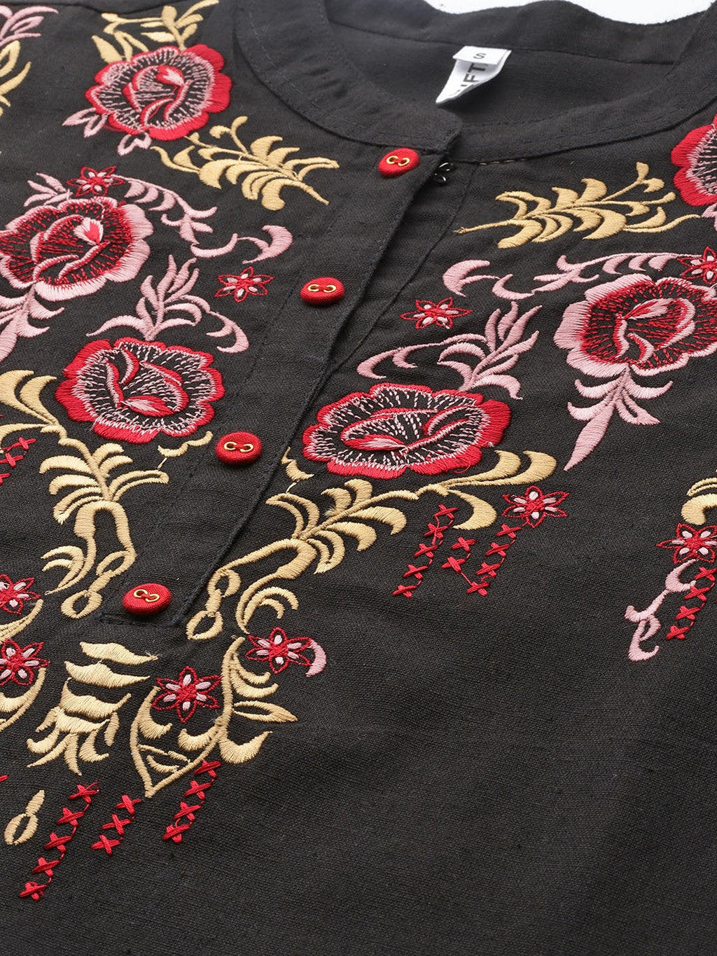 Yufta Black Floral Embroidered Top
