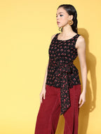 Yufta Black Floral Print Top