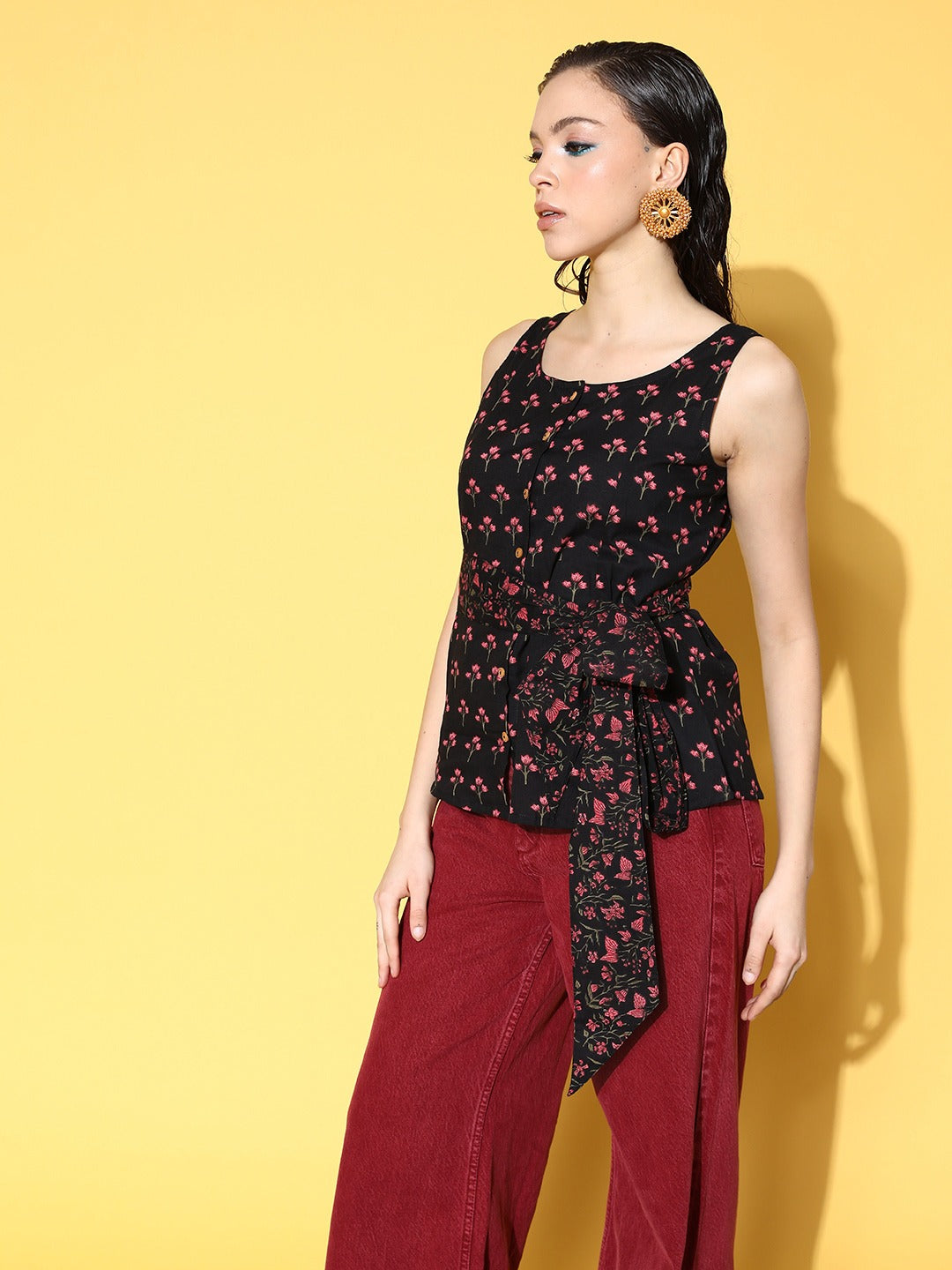 Yufta Black Floral Print Top