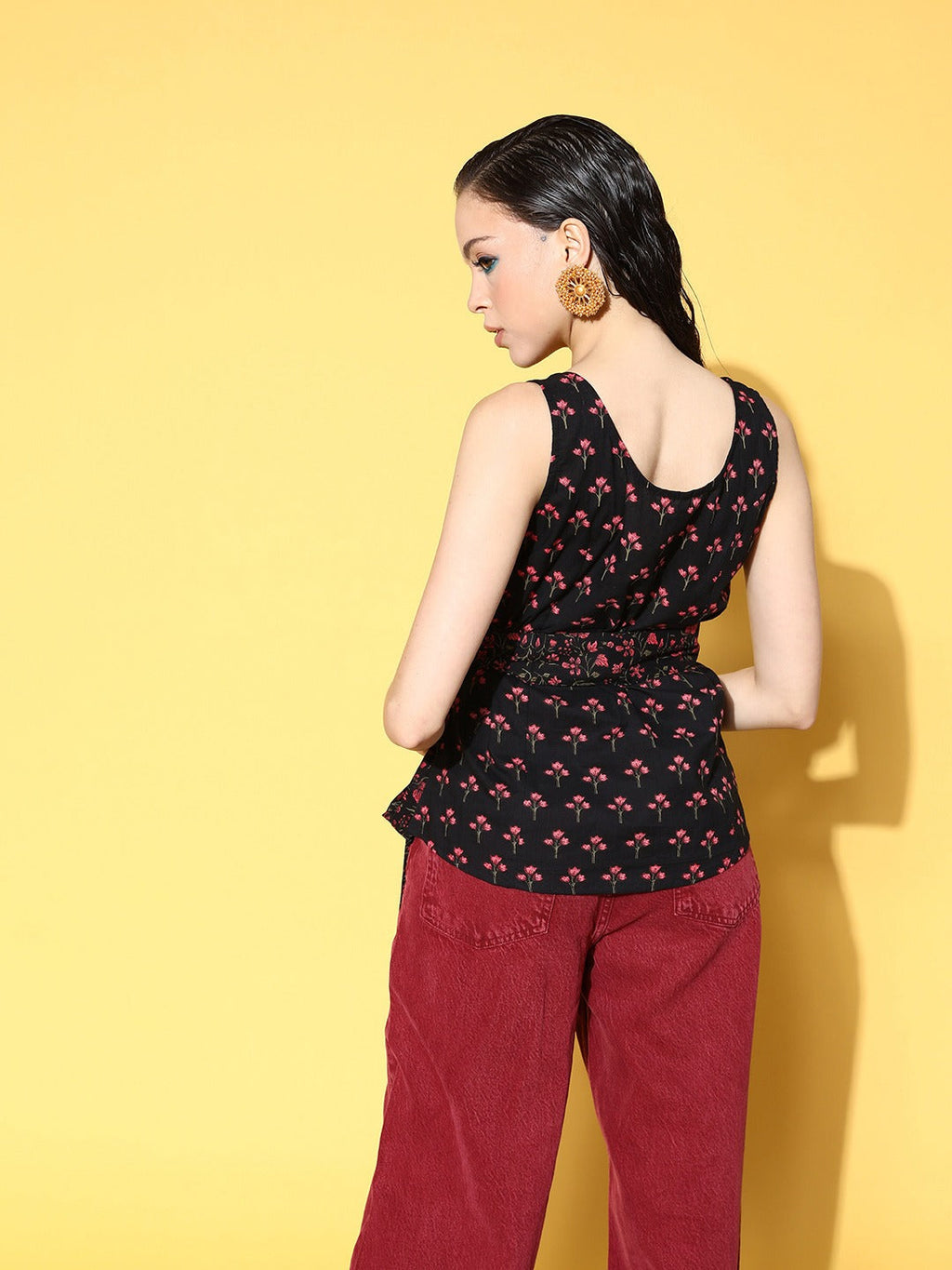 Yufta Black Floral Print Top