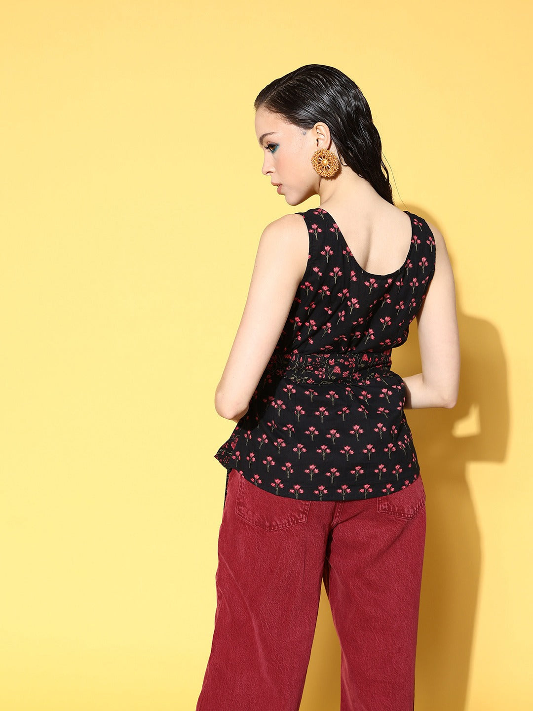 Yufta Black Floral Print Top