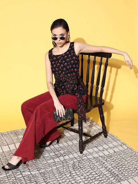 Yufta Black Floral Print Top