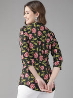 Yufta Black & Pink Floral Printed Top