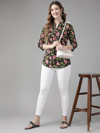 Yufta Black & Pink Floral Printed Top