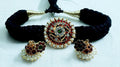 Elite Trading Black Thread Choker with Kempu Stones & Moon Pendant with Jhumka Traditional South Indian Jewelry for Women and Girls
