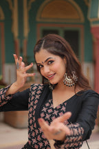 Lorenvalley Black Printed Rayon Navratri Collection Lehenga Choli with Dupatta
