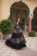 Lorenvalley Black Printed Rayon Navratri Collection Lehenga Choli with Dupatta