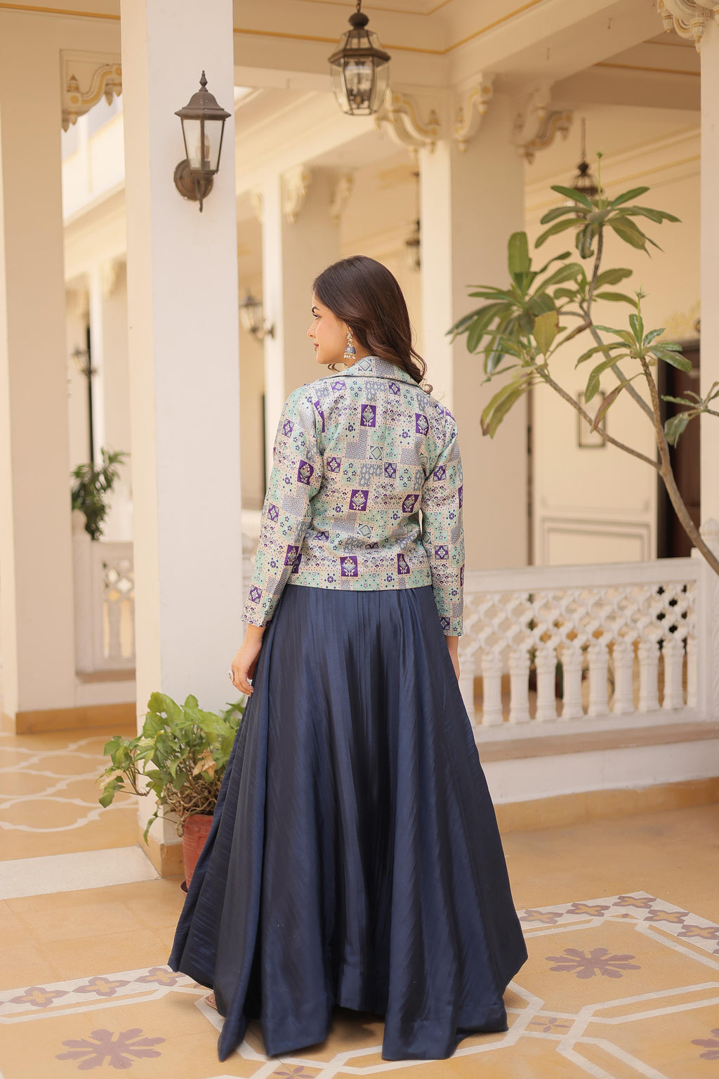Lorenvalley Black Premium Chinnon Lehenga Choli with Jacquard Woven Design Koti