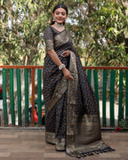 Lorenvalley Premium Bandhej Patola Silk Sarees with kanchi Borders and Contrast Zari Weaving borders Saree - Black