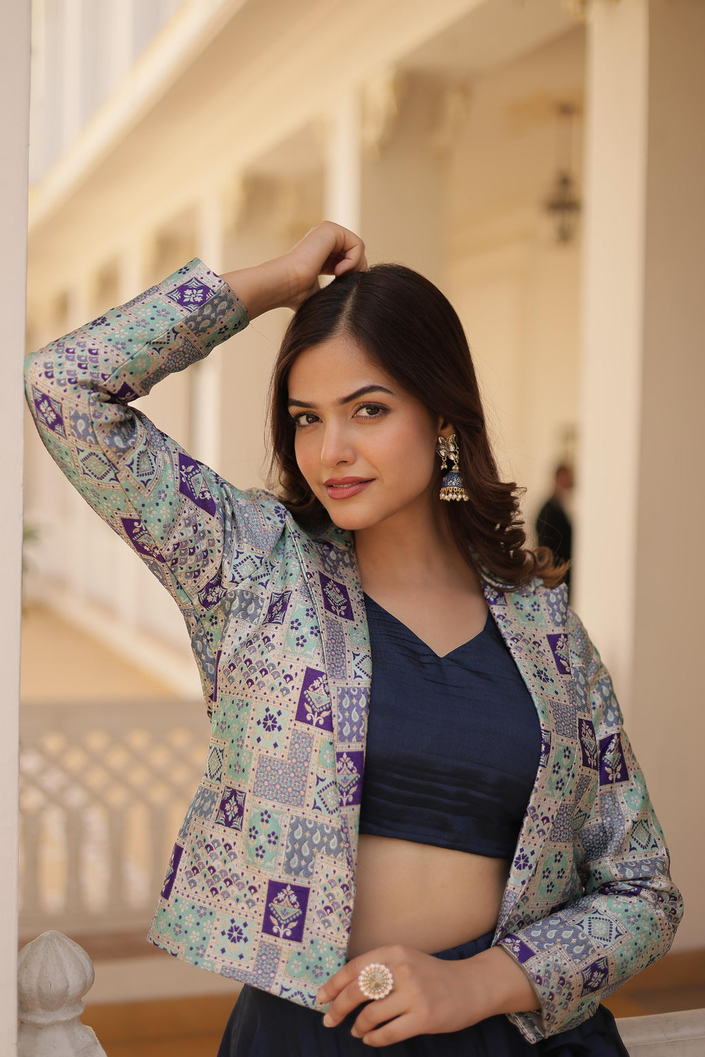 Lorenvalley Black Premium Chinnon Lehenga Choli with Jacquard Woven Design Koti