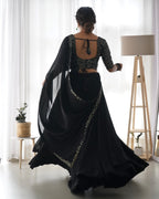 Lorenvalley Black Faux Georgette Plain Micro Cotton Full Inner with Canvas Patta Double Lining Lehenga Choli