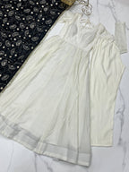 Lorenvalley Fashion White Vichitra Silk Fabric Fully Flared Anarkali Pant With Dupatta Set