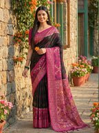Anaita Black Pochampally Printed Saree With Blouse - Distacart