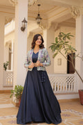 Lorenvalley Black Premium Chinnon Lehenga Choli with Jacquard Woven Design Koti