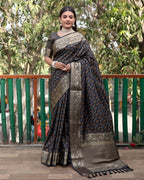 Lorenvalley Premium Bandhej Patola Silk Sarees with kanchi Borders and Contrast Zari Weaving borders Saree - Black