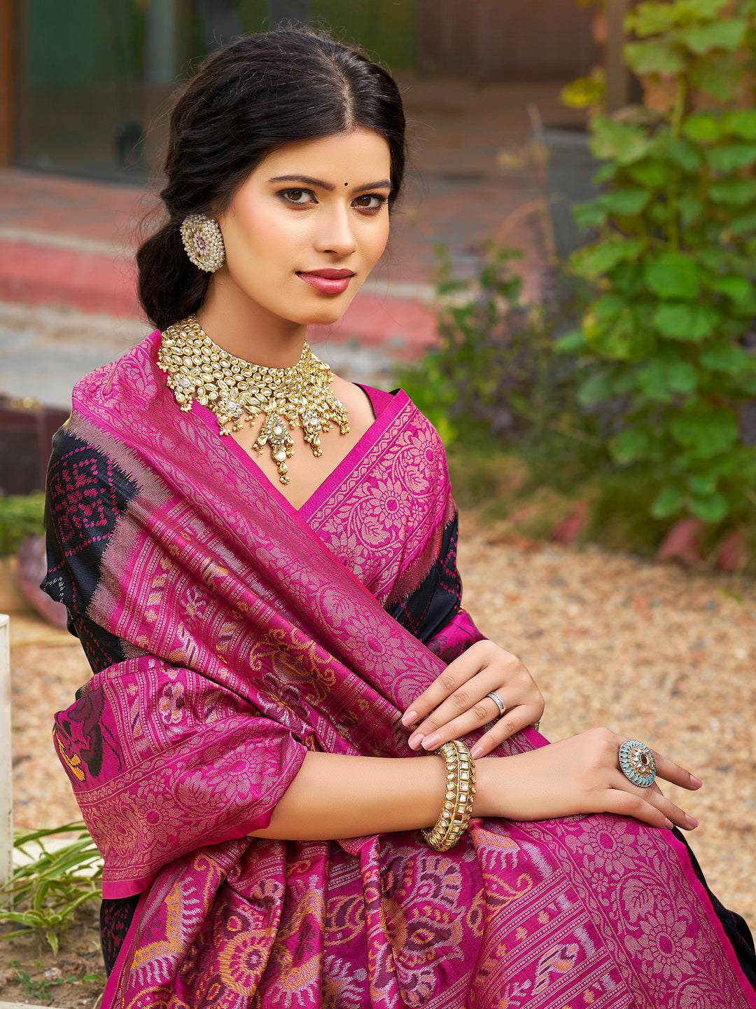 Anaita Black Soft Silk Saree With Floral Printed Work With Blouse - Distacart